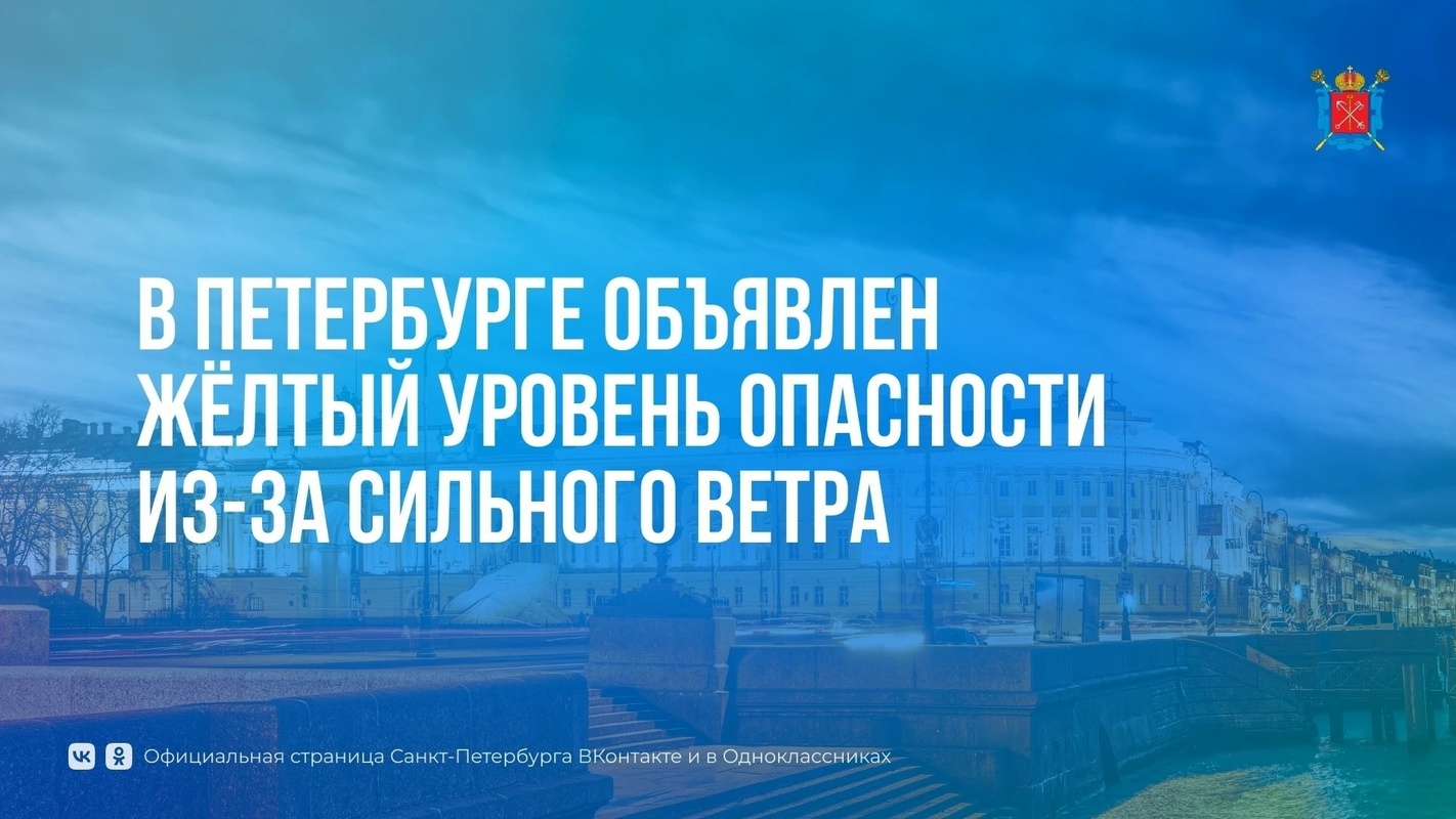 Желтый уровень погодной опасности из-за сильного ветра
