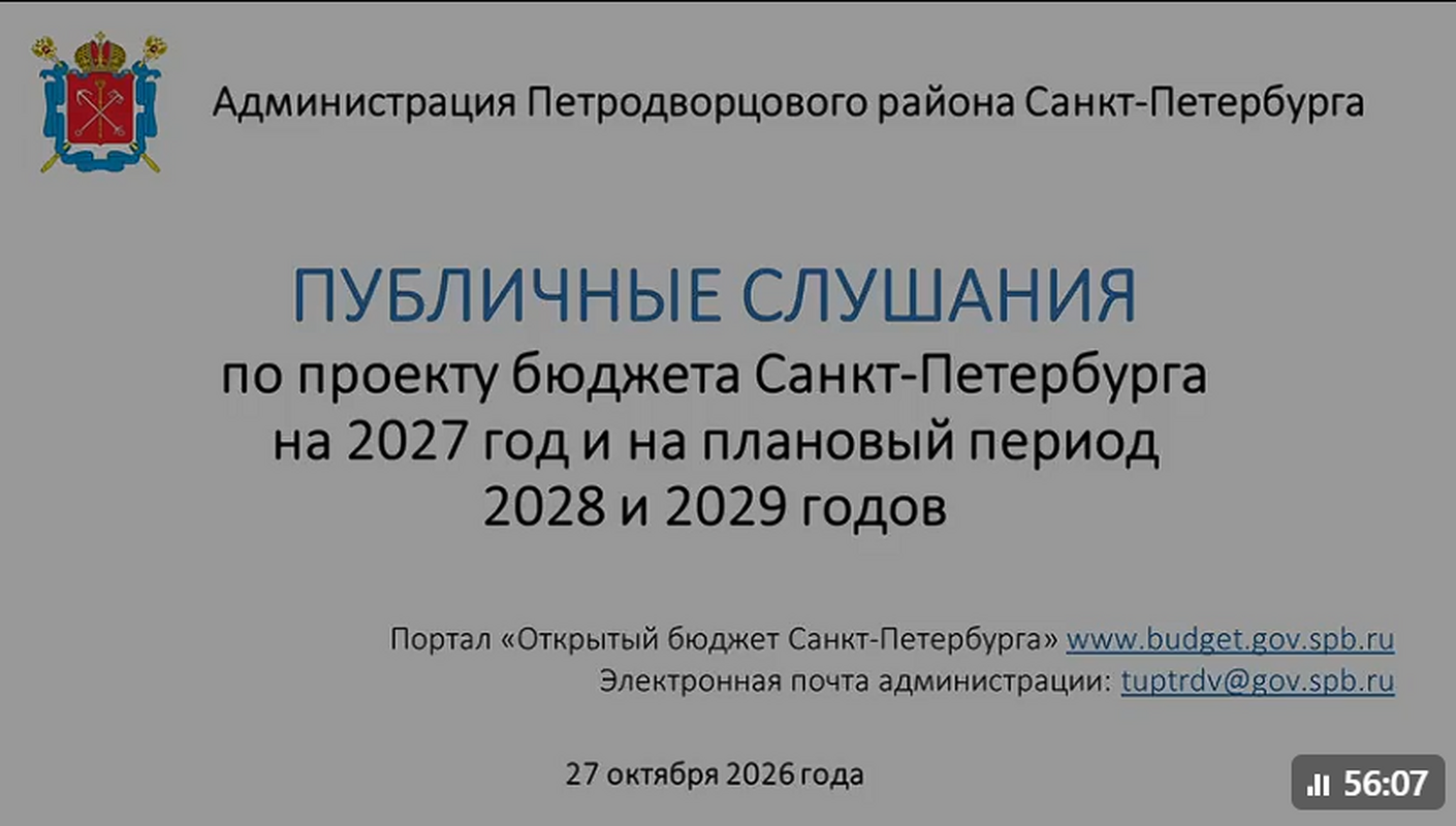 Публичные слушания по проекту бюджета Петродворцового района
