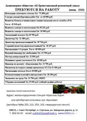 Вакансии в Стрельне