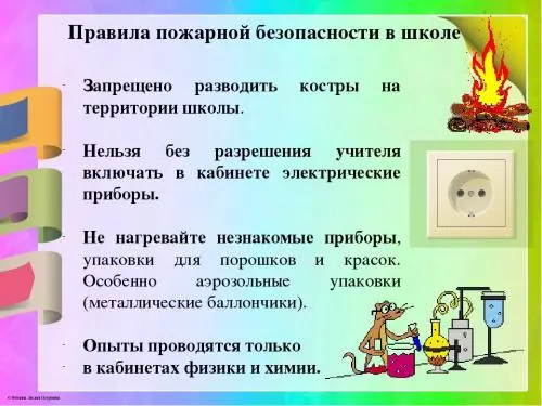 Порядок действий при пожаре в школе