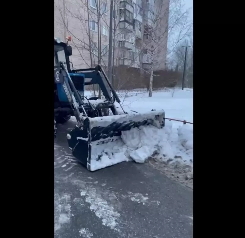 В Стрельне продолжается уборка от снега