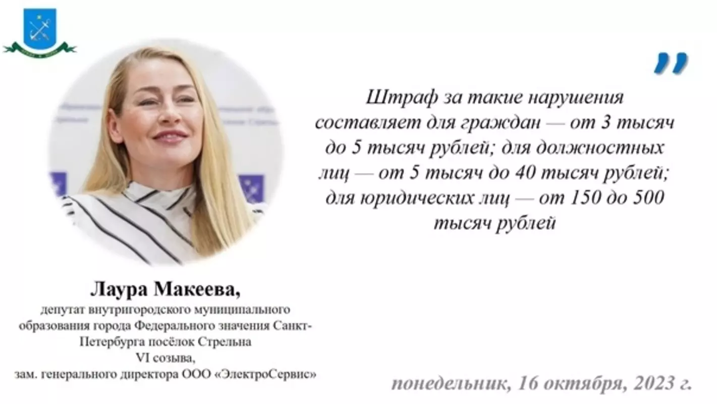Об административной ответственности за хаотичное размещение транспортных средств во дворах напомнила депутат МО пос. Стрельна Лаура Макеева