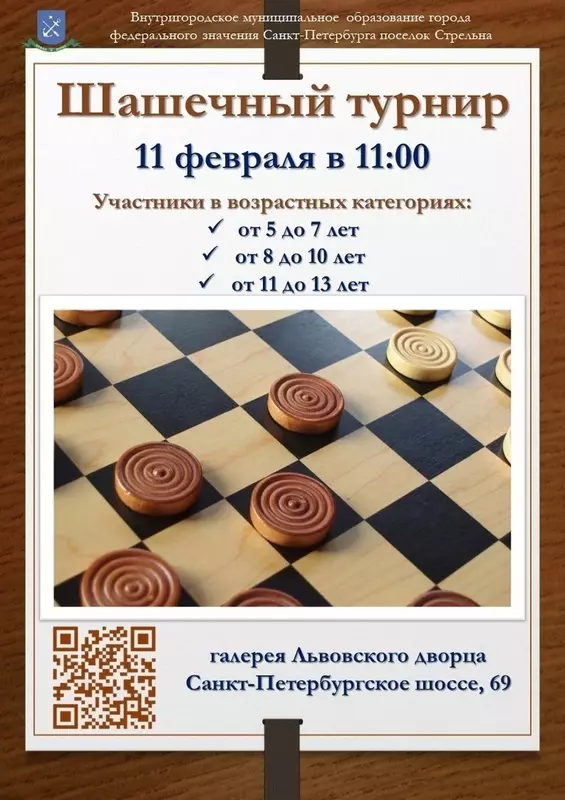Шашечный турнир в Стрельне для детей