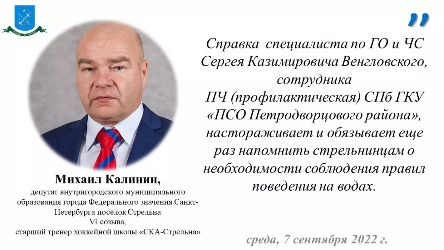 Справка о погибших и пострадавших на водах в Петродворцовом районе