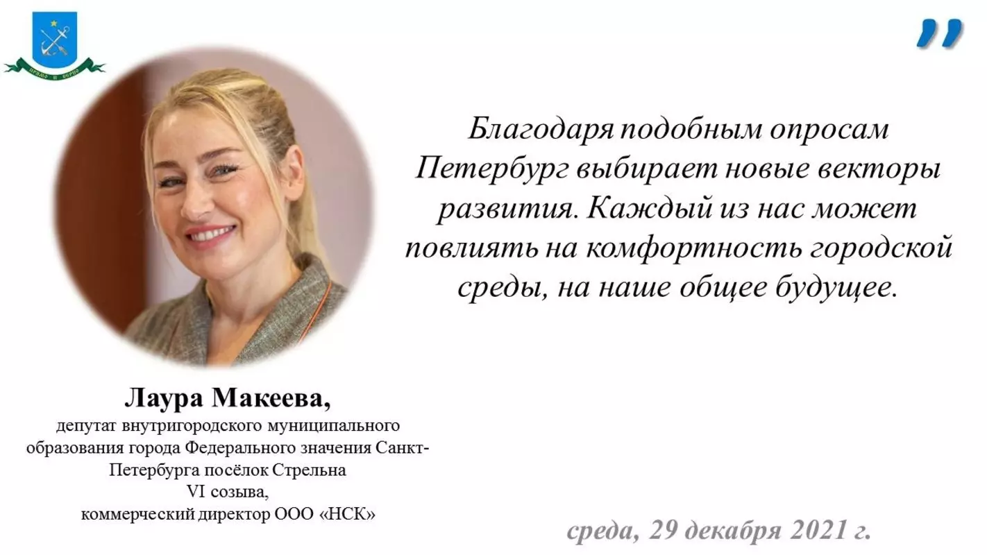 Депутат Лаура Макеева о новом опросе «О чём мечтают петербуржцы?»